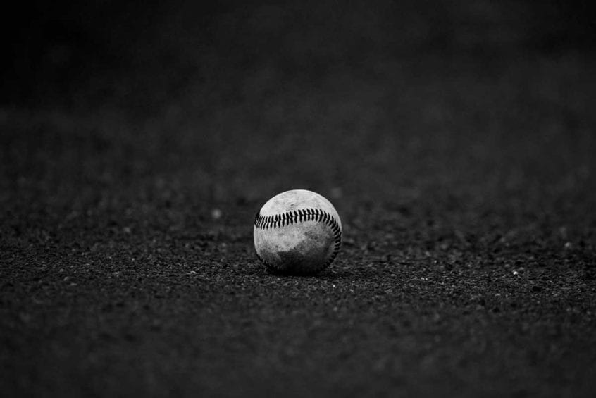 black and white baseball