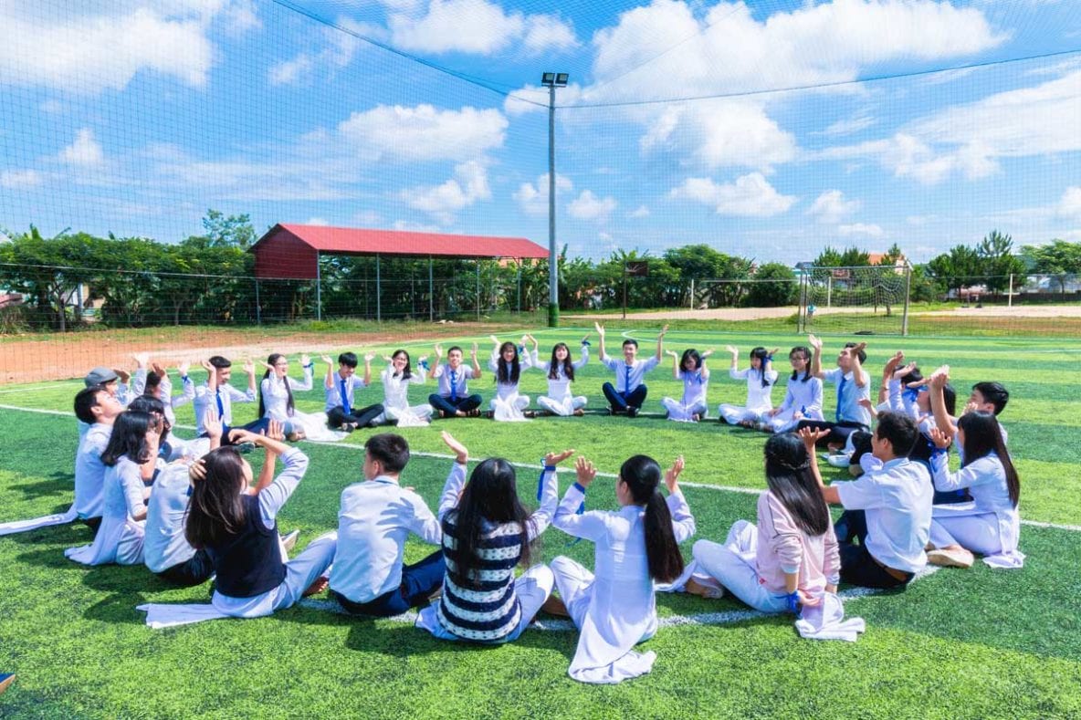 Kids on school field